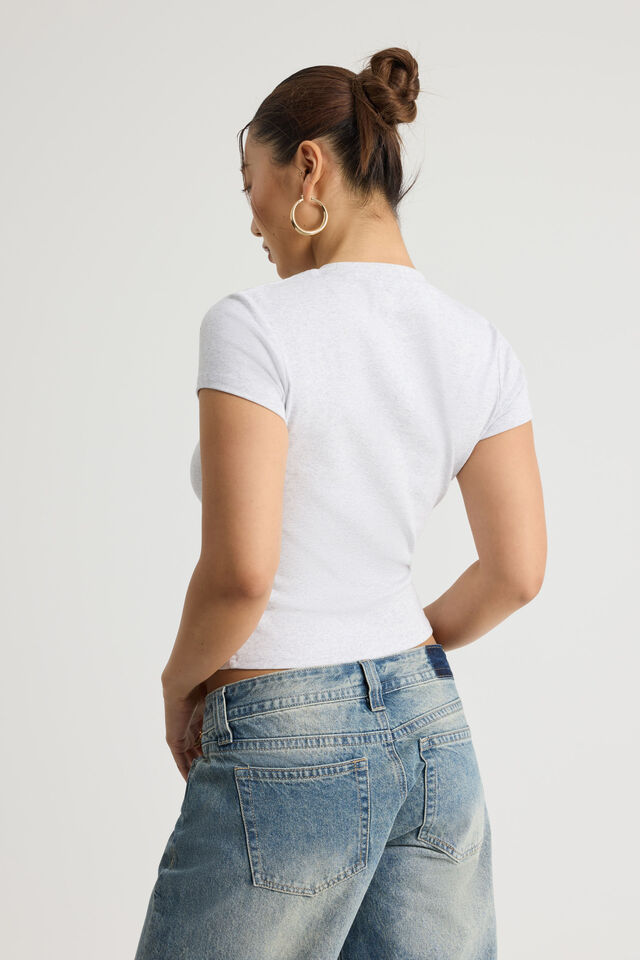 Fitted Graphic Tee, SILVER MARLE/IDEAS DEPT