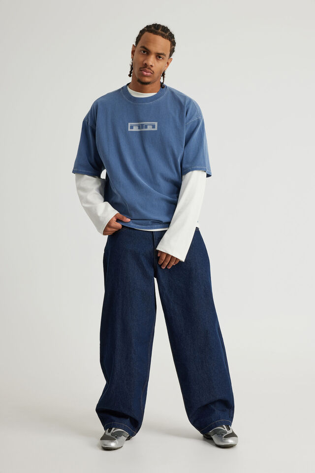 Notion Vintage Graphic Tshirt, NTN WASHED BLUE AURA/LOGO PANELLING
