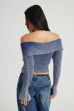 Knit Off Shoulder Long Sleeve, WASHED CORPORATE BLUE - alternate image 3