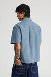 Half Half Short Sleeve Shirt, HH BLUE GREY NEON CHECK - alternate image 3