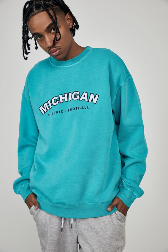 Elite Oversized Crew, TURQUOISE/MICHIGAN