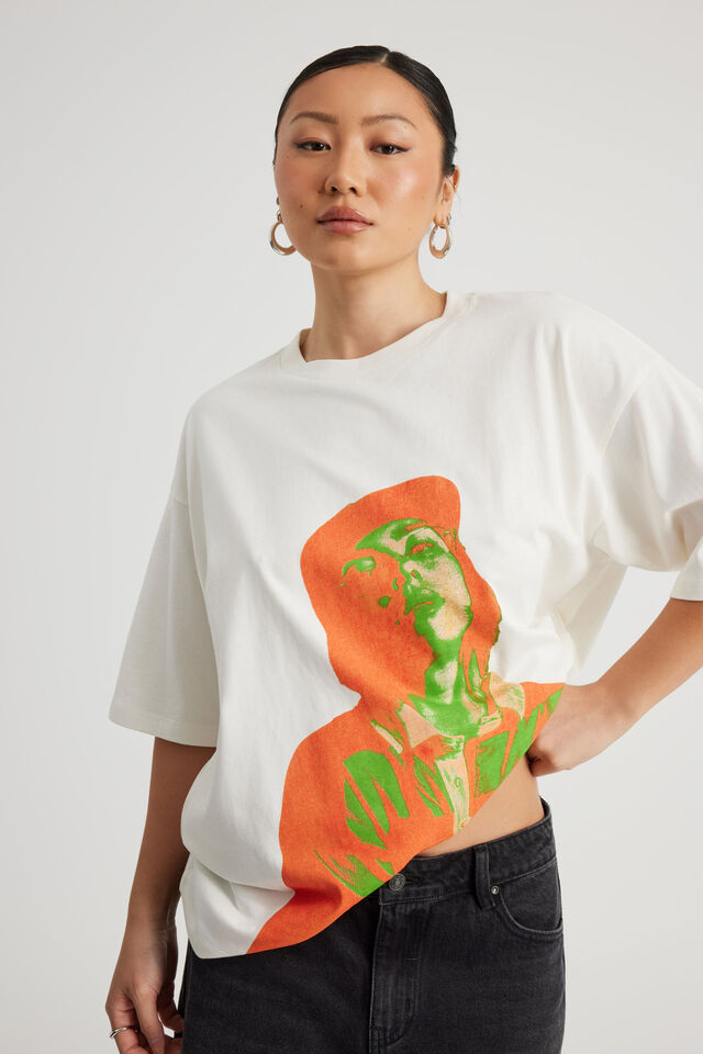 Box Fit Music Merch T Shirt, LCN BRA CLOUD/BILLIE EILISH