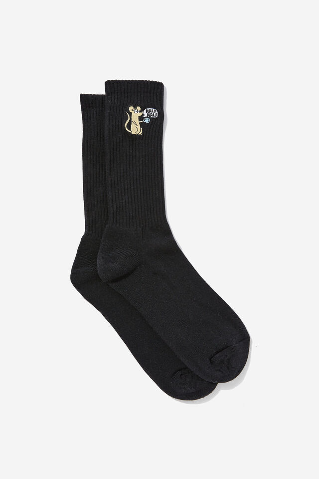 Unisex Rib Sock - Extra, HALF HALF BLACK MOUSE
