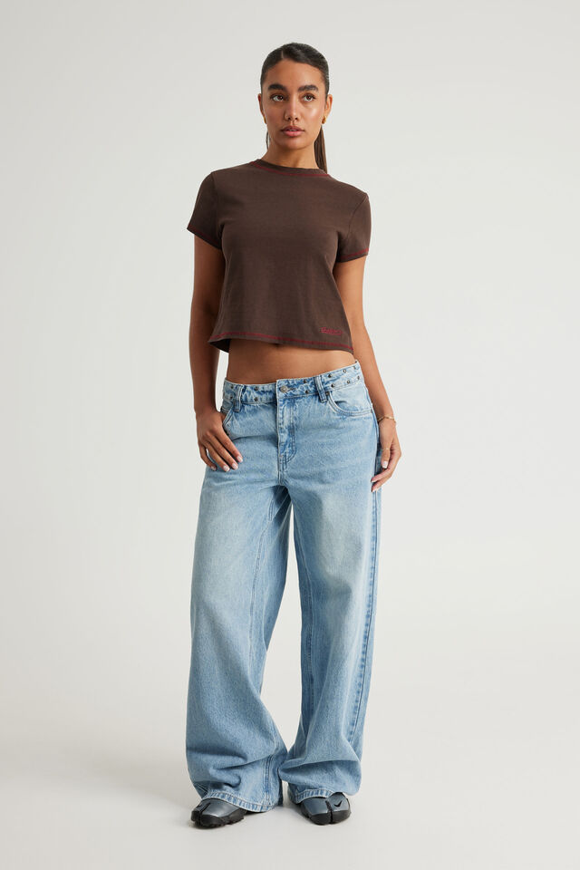 Graphic Baby Tee, WASHED WALNUT/OG 08