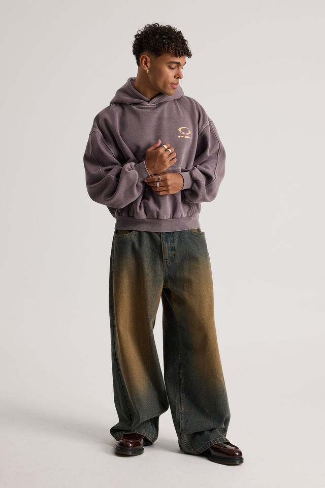 Open Gallery Boxy Hoodie, MYSTIC PURPLE/ OG TUMERIC