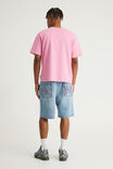 Half Half Baggy Denim Short, BLUE LAGOON/HH PINK OUTLINE - example image 3