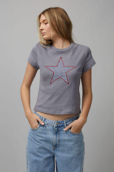 Slim Fit Graphic Tee, WASHED STEEL/GINGHAM STAR