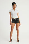 Short Sleeve Zip Through Shirt, WHITE PINSTRIPE - example image 2