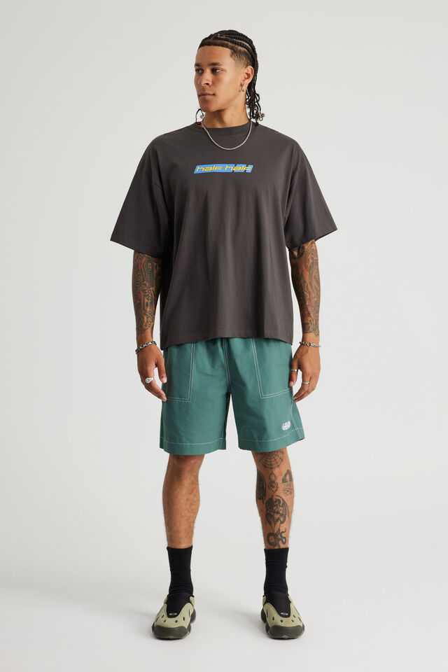 Half Half Pull On Short, WASHED JADE