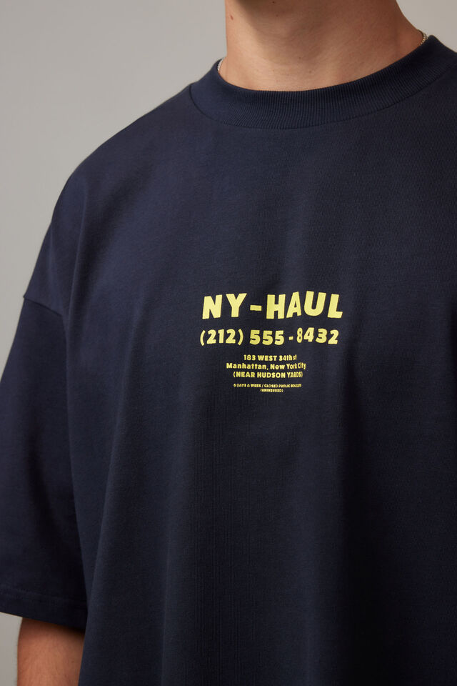 Half Half Heavyweight Box Fit Graphic Tshirt, HH NAVY BLAZER/NY HAUL