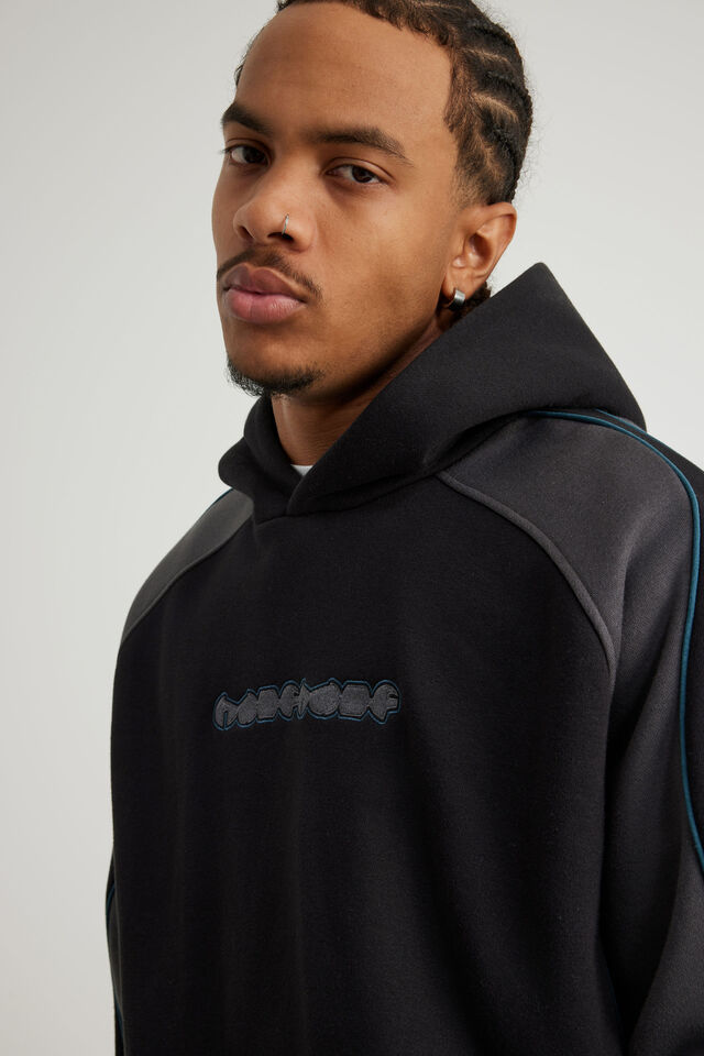 Half Half Hoodie, HH BLACK/SLATE PANEL