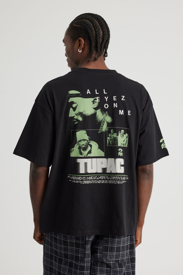 Archive Music Merch T Shirt, LCN BRA BLACK/TUPAC STEPPED