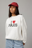 Graphic Crew Sweater, VINTAGE WHITE/I HEART PARIS - alternate image 1