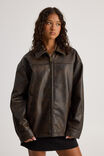 Celes Oversize Pu Jacket, BROWN - alternate image 1