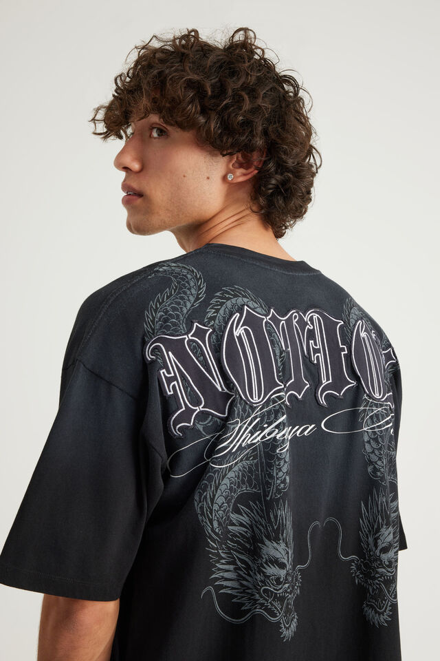 Notion Vintage Graphic Tshirt, NTN WASHED BLACK/SYMMETRICAL DRAGONS