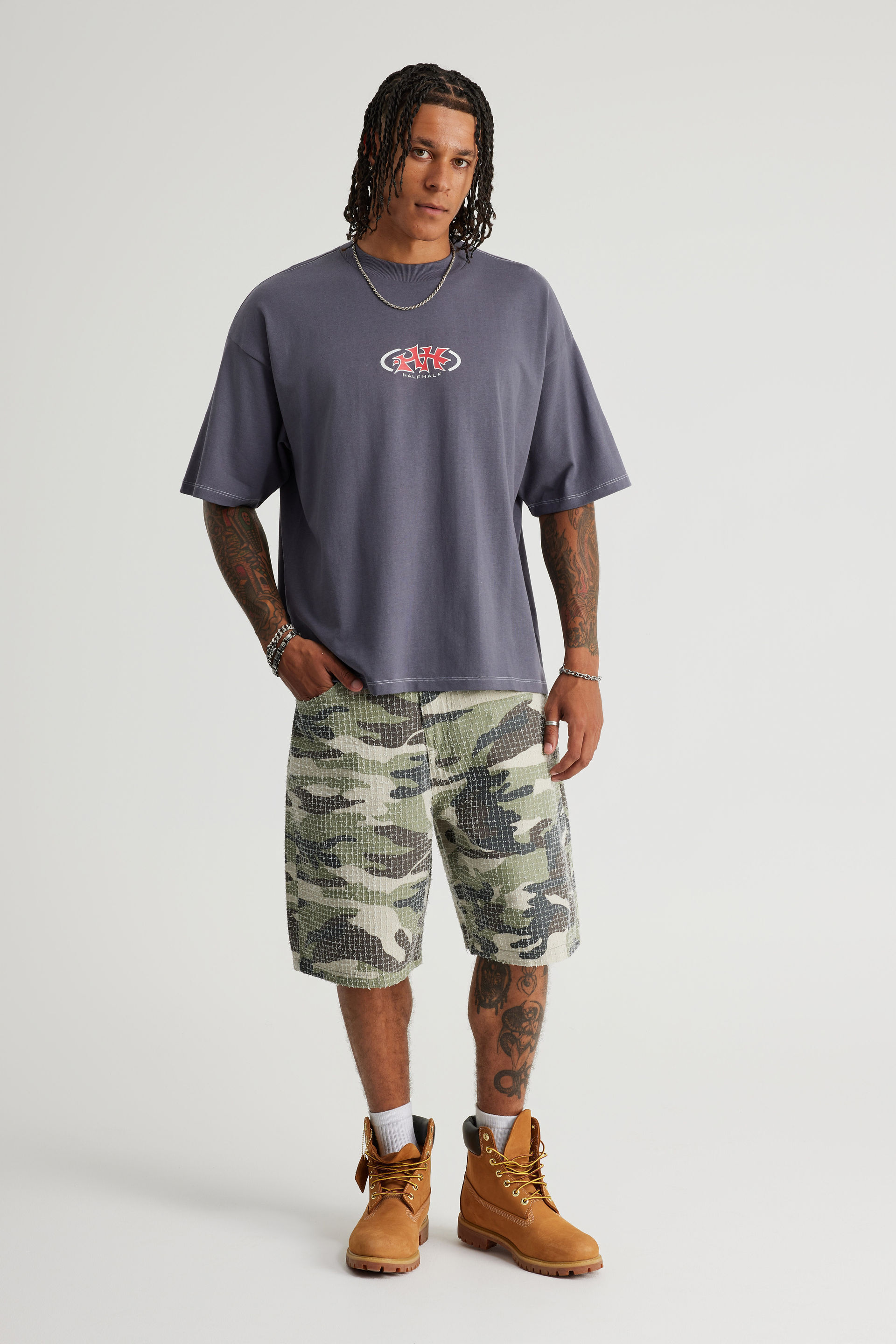 Men's Green Notion Relaxed Baggy Denim Short | Factorie Australia