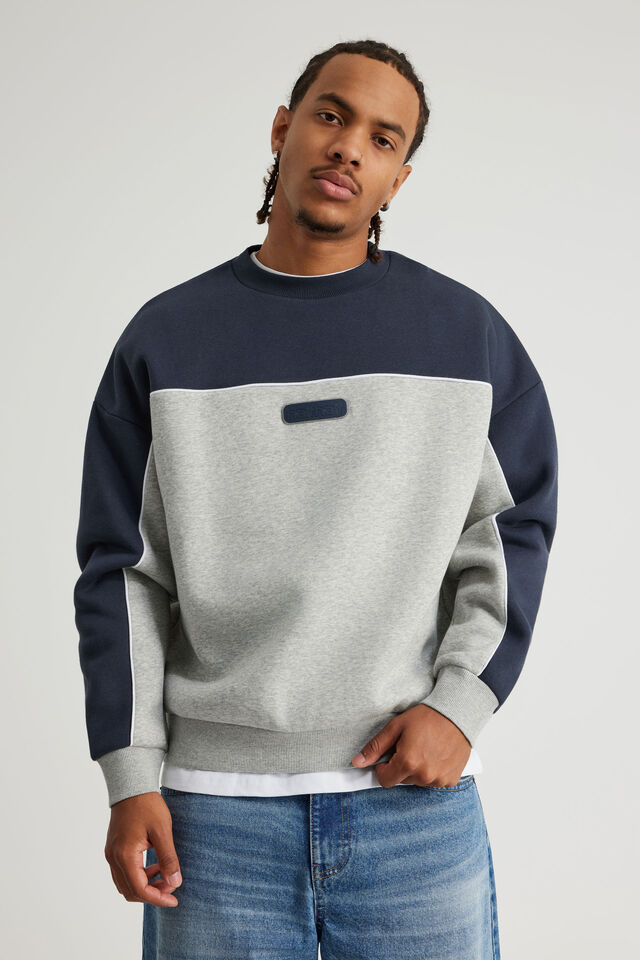 Half Half Crew, HH GREY MARLE/SEAL PANEL