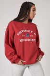 Lcn College Oversized Graphic Crew, LCN MIS WASHED RED/MISSISSIPPI