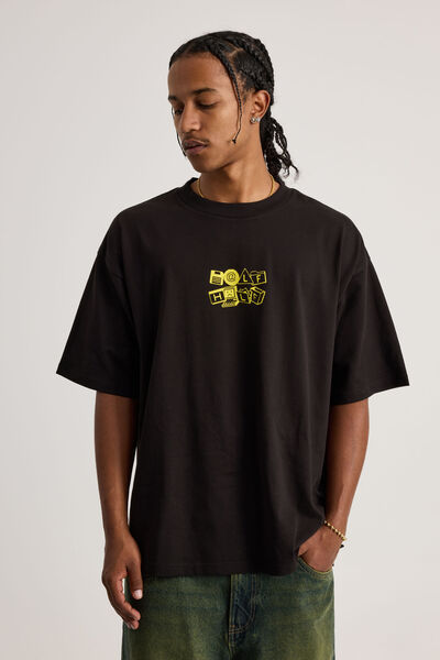 Half Half Heavyweight Box Fit Graphic Tshirt, HH BLACK/COMPUTER ICON