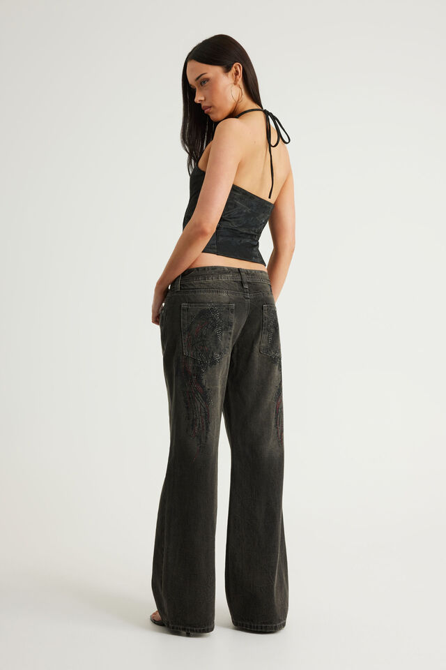 Luca Low Rise Bootleg Jean, LILLITH BLACK/ANGEL WINGS