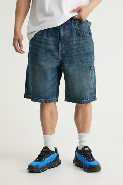 Half Half Painter Baggy Denim Short, DESERT HORIZON