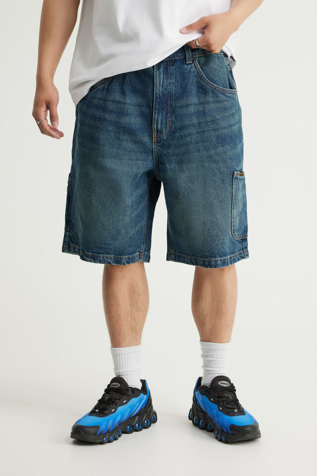 Half Half Painter Baggy Denim Short, DESERT HORIZON