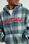 Half Half Zip Thru Hoodie, HH GREEN CHECK/GRAFFITI - example image 2
