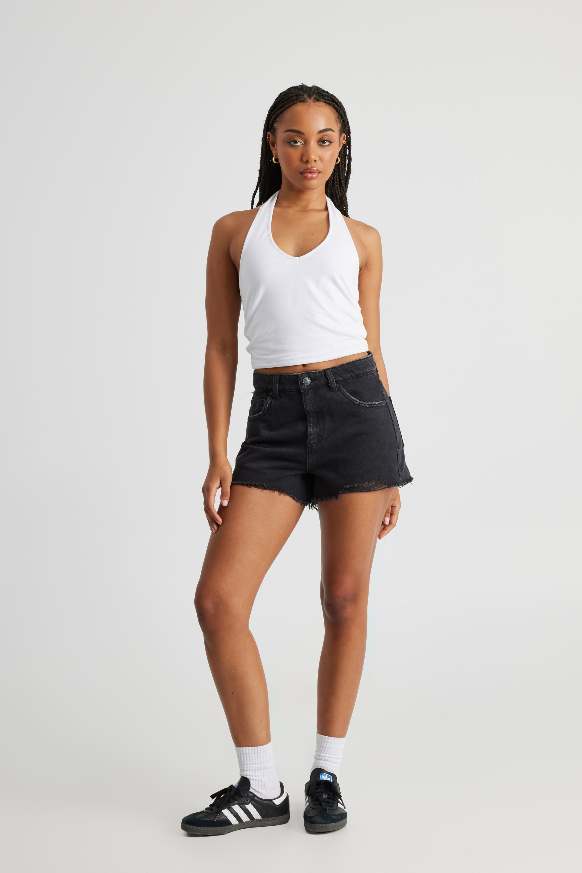 Black cut off jean shorts deals