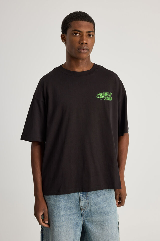 Cartoon Network X Half Half Box Fit Tshirt, LCN WB BLACK/DEXTER BOY GENIUS