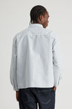 Authentics Boxy Cropped Long Sleeve Shirt, BLUE WHITE PINSTRIPE - alternate image 3