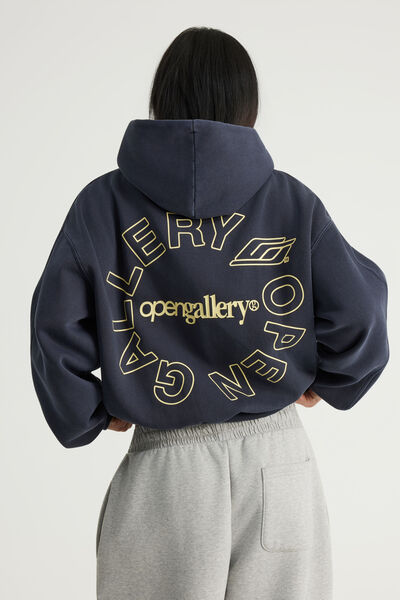 Open Gallery Boxy Hoodie, OG WASHED SEAL/CONSIDERED DESIGN