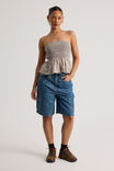 Ari Shirred Bandeau, BROWN GINGHAM - alternate image 2