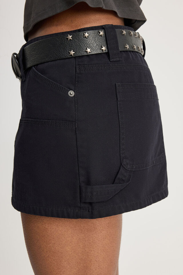 Utility Mini Skirt, BLACK