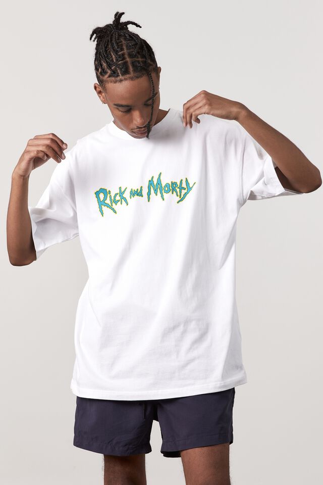 Oversized Rick & Morty T Shirt, LCN CAR WHITE/RICK AND MORTY CHARACTERS