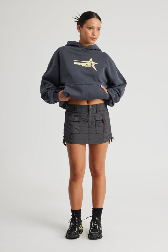 Elastic Waist Cargo Skirt, SLATE