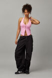 Split Front Knit Halter Top, BUBBLEGUM PINK - alternate image 4