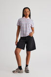 Short Sleeve Polo Top, PINK STRIPE - alternate image 2