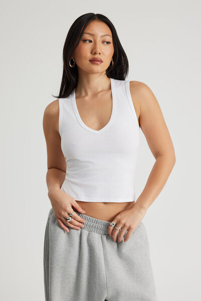 V Neck Tank, WHITE