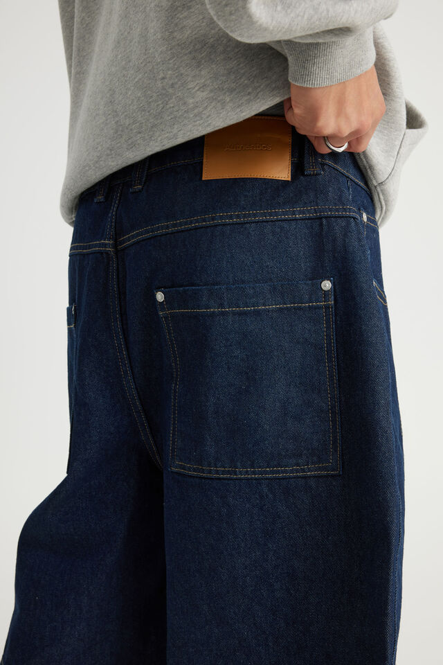 Authentics Baggy Denim Short, RAW INDIGO/TABACCO STITCH