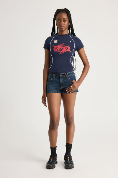 Tumblr Low Rise Booty Short, INDYWOO BLUE