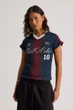 Shirred Fitted Sports Jersey, NAVY CHERRY/CLUB SOHO - alternate image 1
