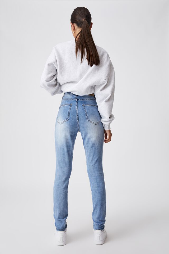 The Skinny High Rise Jean, DISTRESSED BLUE