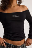 Off Shoulder Graphic Long Sleeve Top, BLACK/DIVA - alternate image 4