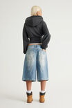 Mega Baggy Jort, CHARISMA BLUE/SKULL ANGEL WINGS - example image 4