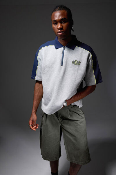 Half Half Polo, HH GREY MARLE/NAVY BLAZER HALF HALF INC