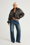 Bowery Padded Faux Leather Jacket, BRUNE - example image 2
