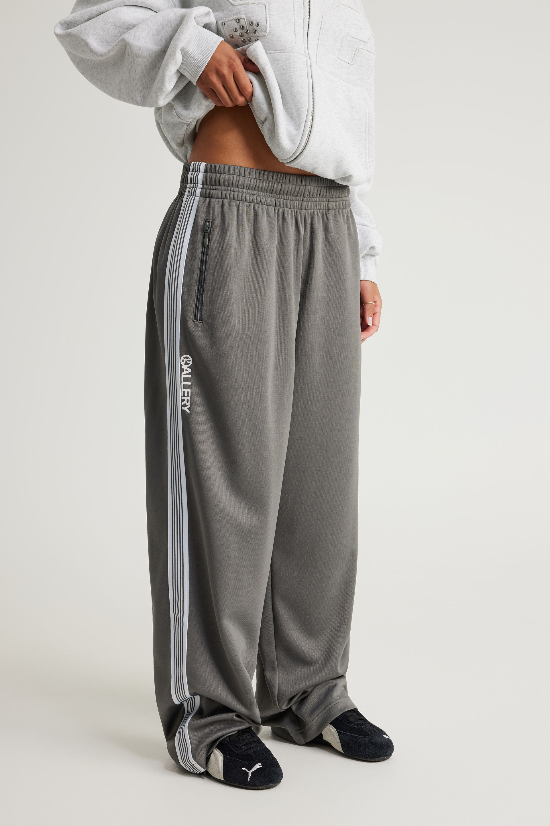 Unisex Silver Open Gallery Wide Leg Track Pant | Factorie Australia