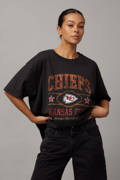 Nfl Baggy Graphic Tee, LCN NFL WASHED BLACK/CHIEFS
