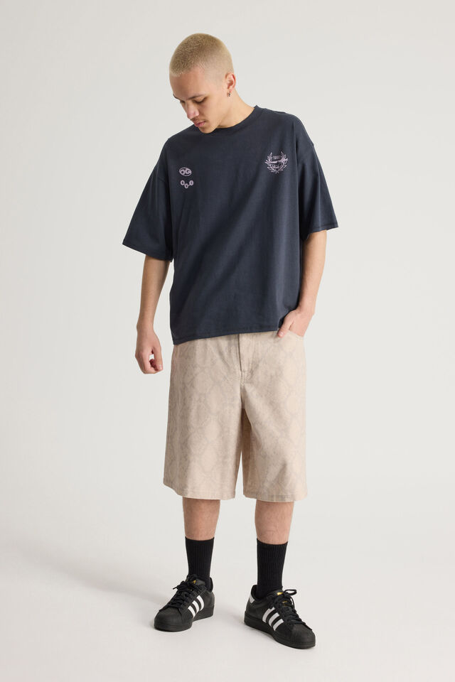 Half Half El Grande Denim Short, PEBBLE SNAKESKIN
