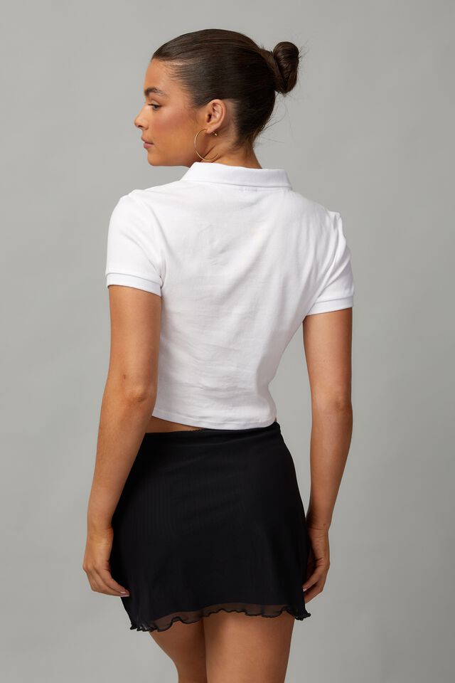 Short Sleeve Fitted Polo Tee, WHITE